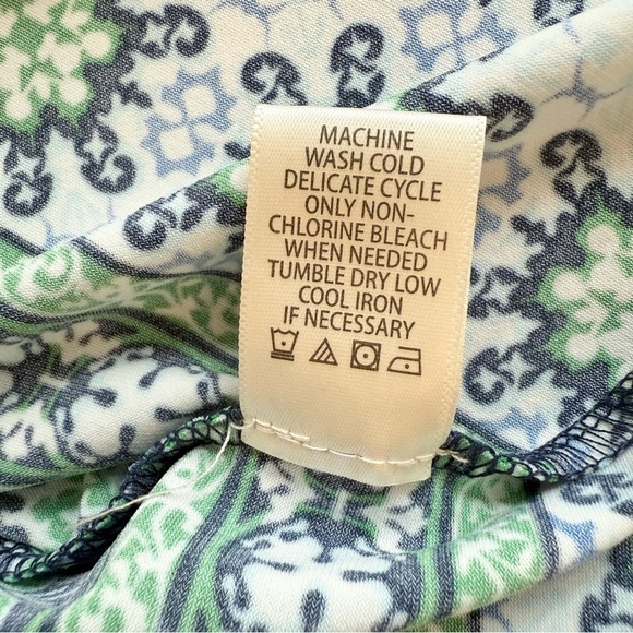 Max Studio Women’s Sleeveless Green and Blue Geometric Patterned Trapeze Dress L - Picture 13 of 13